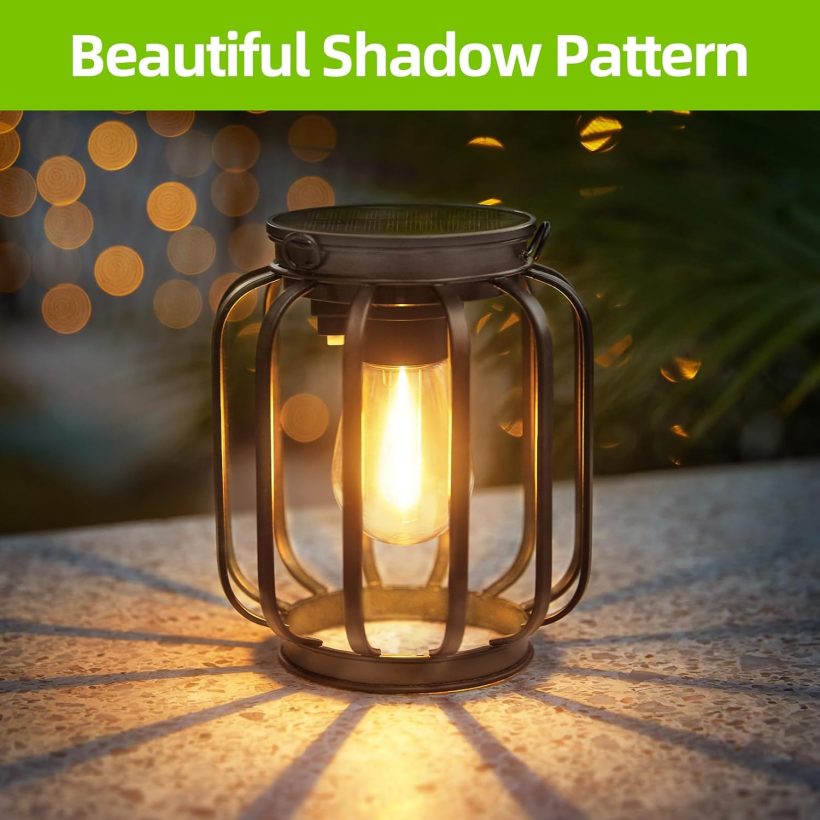 Solar Hanging Lanterns Outdoor, 4 Pack Metal Lights With Hook, Bright and Warm Waterproof for Outside, Classic Outdoor Lights for Yard Garden Patio Porch Decor - Image 5