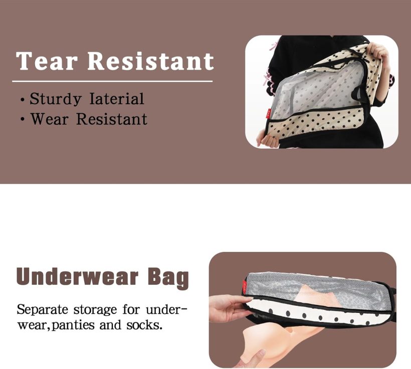 4 Set Compression Packing Cubes - Ultralight Travel Organizers with Laundry Bag, Space-Saving Suitcase Organizer, Expandable Packing Cubes for Travel, Business Trip and Family Vacation (Polka Dot) - Image 5